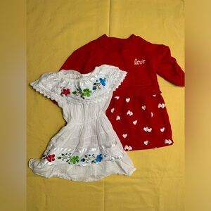 2pc girls dresses, size- 2 & 18m